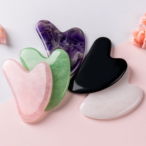 multi-color natural jade stone facial beauty shaving Massage scraper massage acupuncture point facial eye care Sha SPA is also used for neck back body